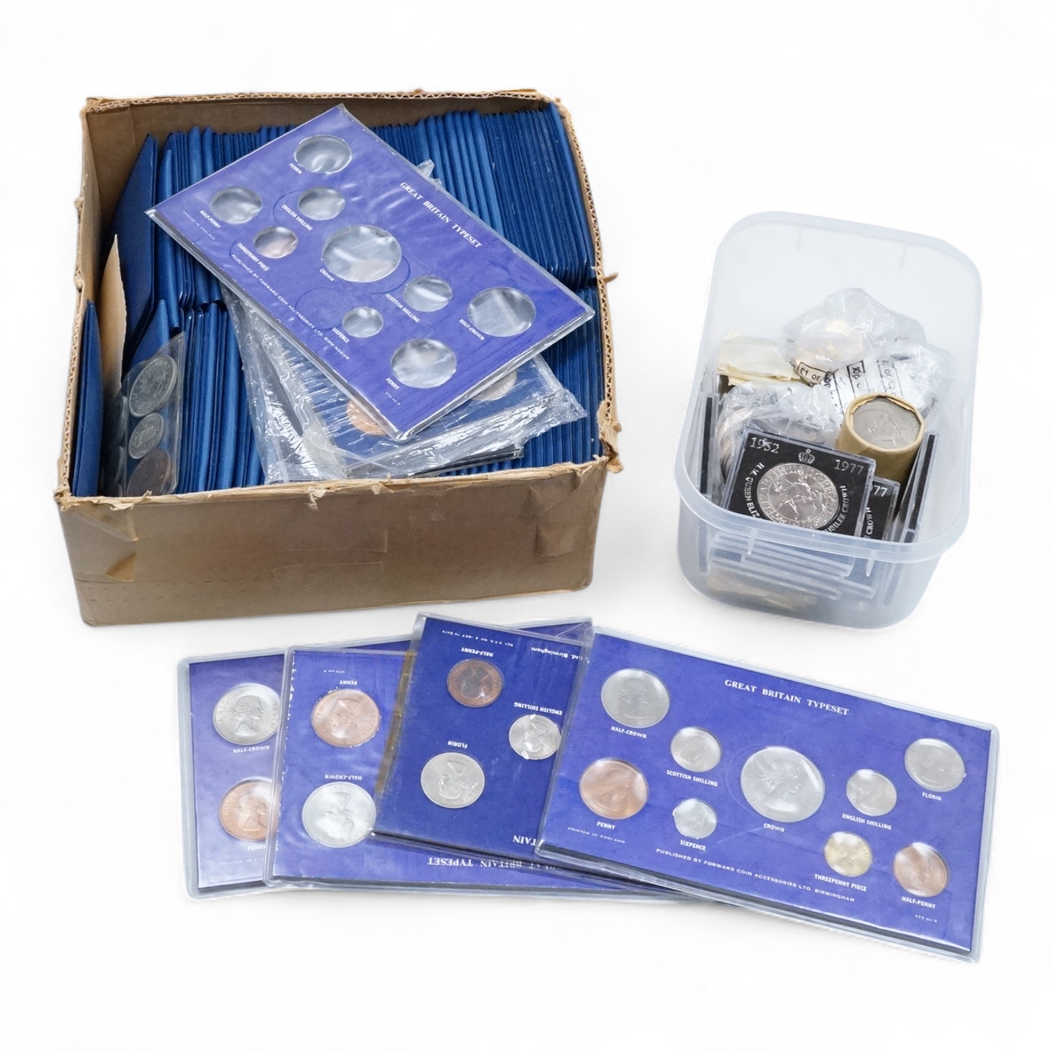A group of modern commemorative crowns and decimal packs